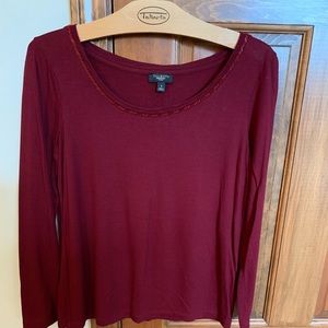 Talbots Long Sleeve Burgundy Top Size PS